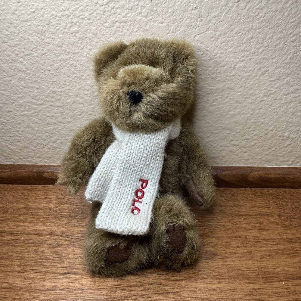 Ralph Lauren Brown Stuffed Bear with White Scarf